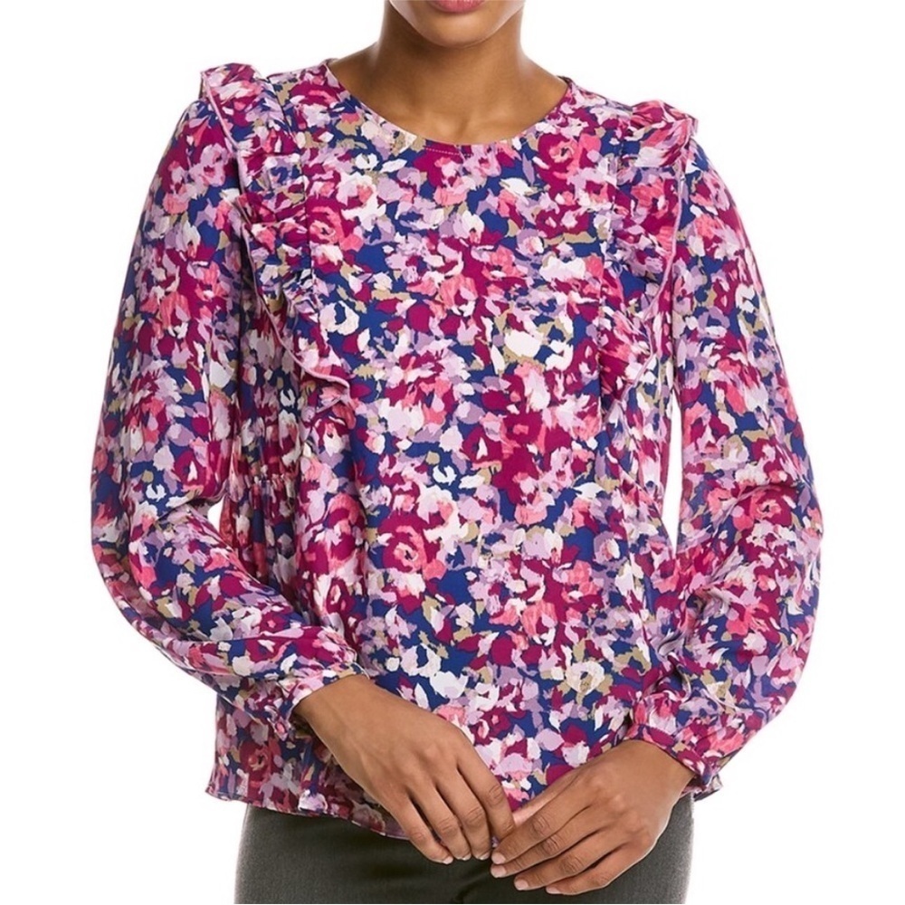 Nanette by Nanette Lapore Ruffle Detail Top In Pink Carmine Size XL NWT